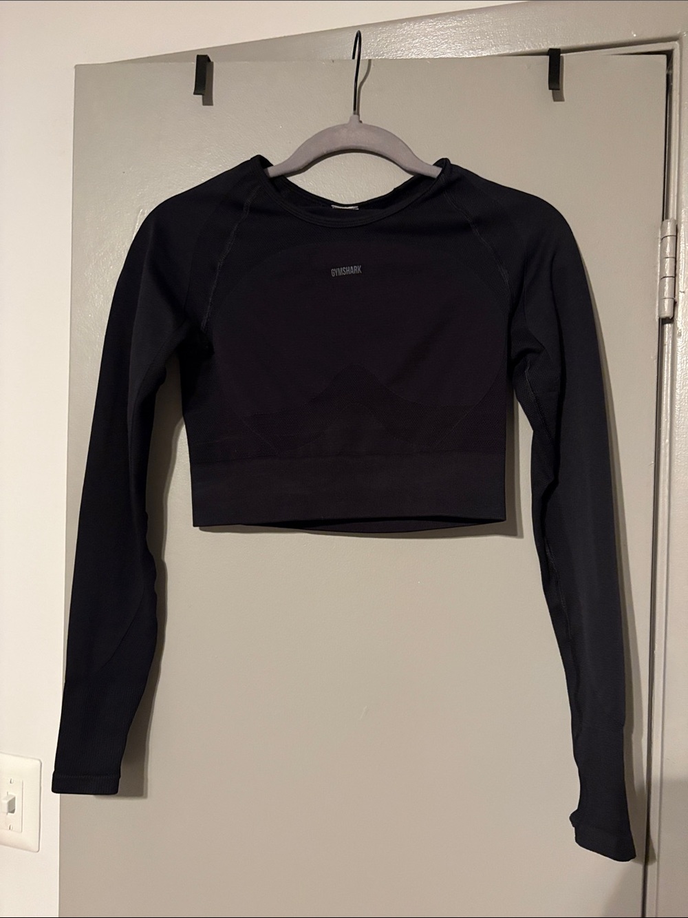 Gymshark Black Long-Sleeve Crop Performance Top